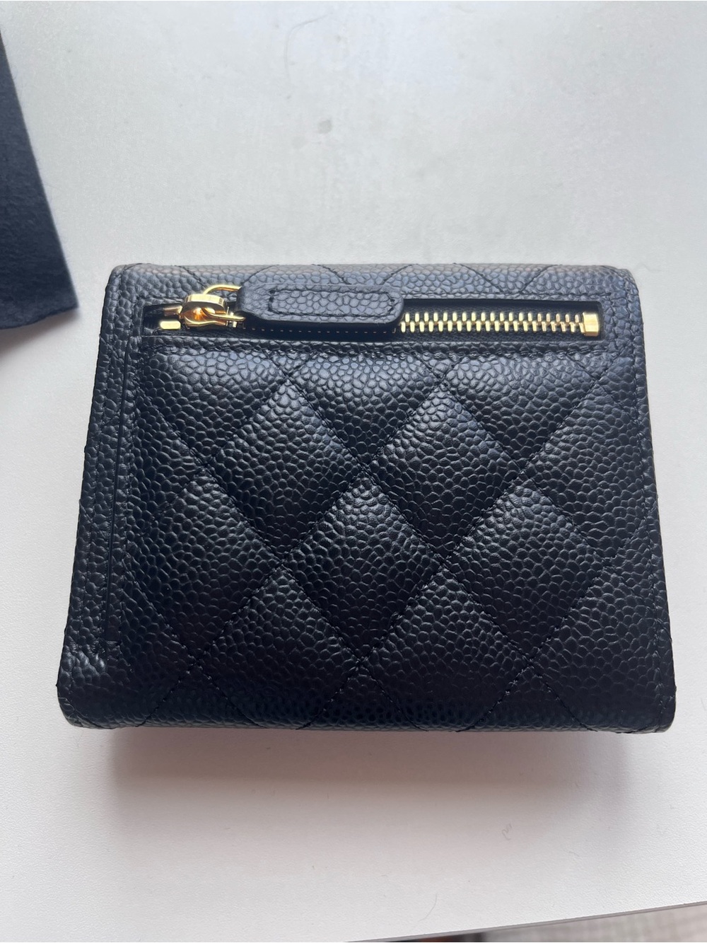 CHANEL Black Quilted Caviar Leather Small Wallet with Gold CC - Picture 2 of 7
